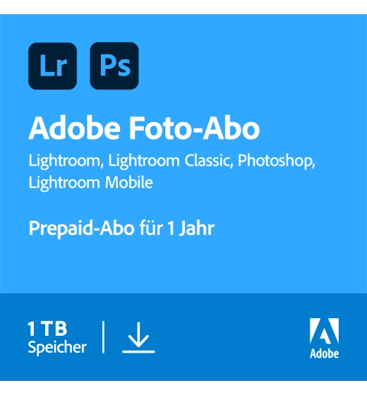 Adobe Photography Plan (Photoshop CC + Lightroom CC) | 1 Benutzer | 1 Jahr | 1TB Cloudspeicher